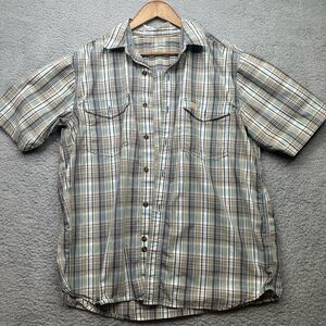 Cargartt Force Plaid short sleeve button down LARGE